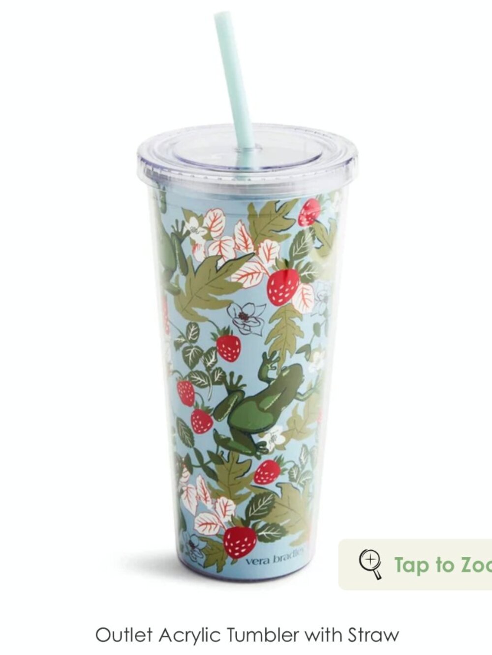 Vera Bradley Frogberry Garden Blue Tumbler NIB